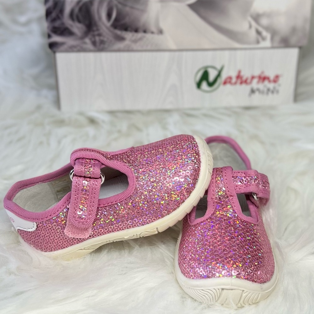 Naturino pink paillettes Glitter Flat,  EU19 US4
